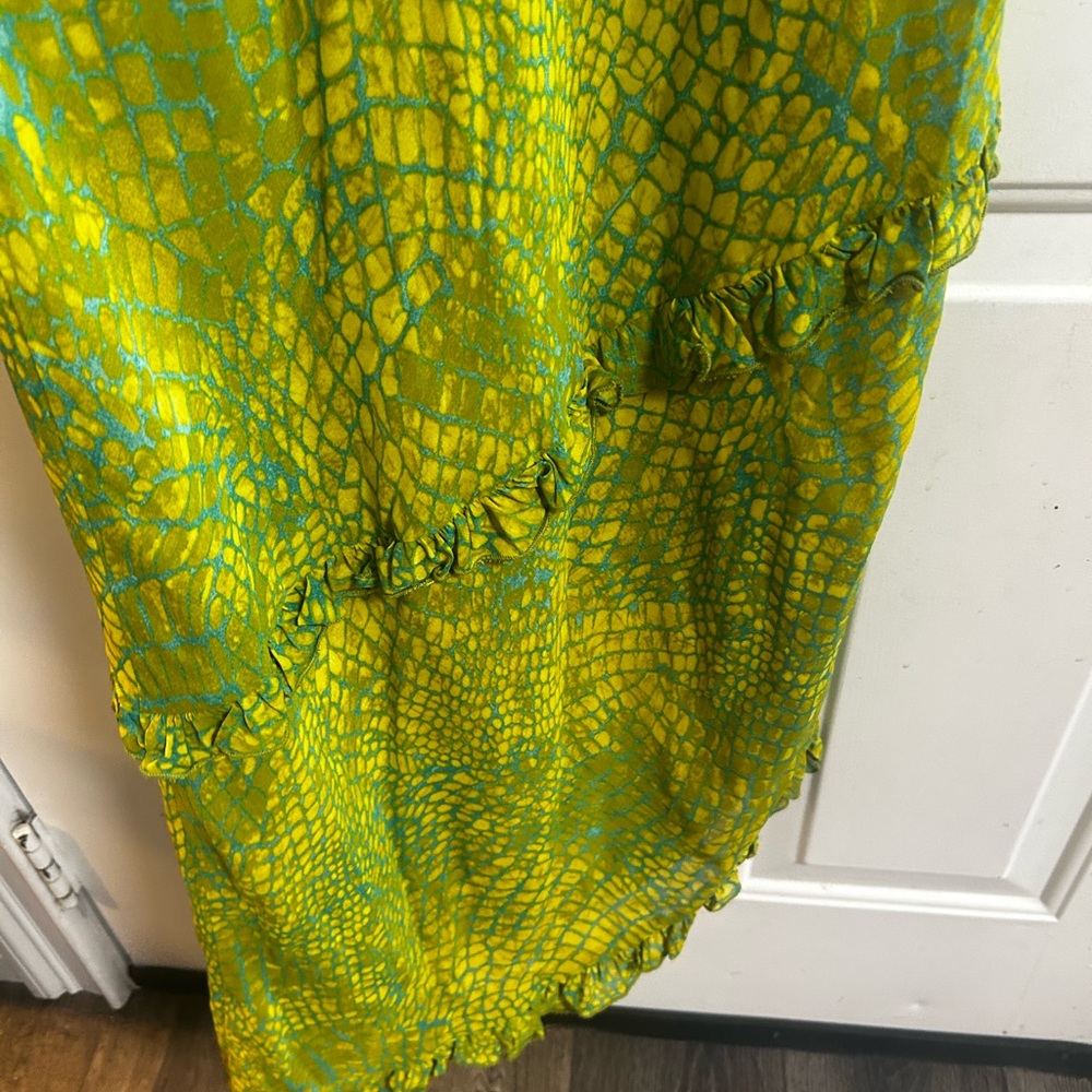 Y2K Allen B. By Allen Schwartz Asymmetrical Green Dress Sz 4 - Picture 12 of 15